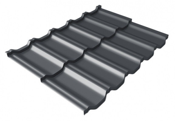 Металлочерепица модульная Квинта Uno Grand Line c 3D резом 0,5 Satin Мatt RAL 7024 мокрый асфальт купить в Борисоглебске