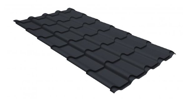 Металлочерепица камея GL 0,5 GreenCoat Pural matt RR 23 темно-серый (RAL 7024 мокрый асфальт) купить в Борисоглебске