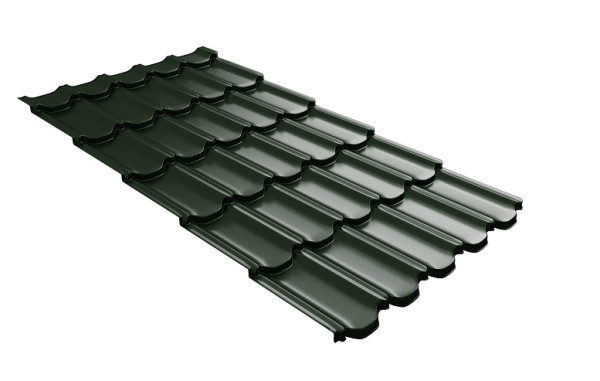 Металлочерепица квинта плюс с 3D резом 0,5 GreenСoat Pural Matt RR 11 темно-зеленый (RAL 6020 хромовая зелень) купить в Борисоглебске