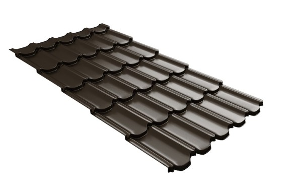 Металлочерепица квинта плюс с 3D резом 0,5 GreenСoat Pural Matt RR 32 темно-коричневый (RAL 8019 серо-коричневый) купить в Борисоглебске