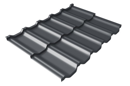 Металлочерепица модульная Квинта Uno Grand Line c 3D резом 0,45 PE RAL 7024 мокрый асфальт купить в Борисоглебске