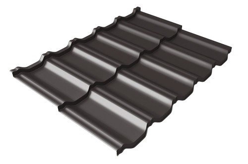 Металлочерепица модульная Квинта Uno Grand Line c 3D резом 0,5 GreenСoat Pural Matt RR 32 темно-коричневый (RAL 8019 серо-коричневый) купить в Борисоглебске