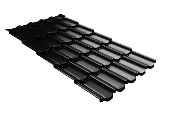 Металлочерепица квинта плюс с 3D резом 0,5 Satin RAL 9005 черный купить в Борисоглебске